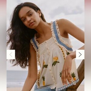 Anthropologie Unique Pineapple Detailed Ruffled Tank